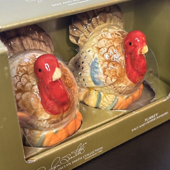 Thanksgiving Turkey Salt And Pepper Shakers Jaclyn Smith Collection Hand Painted - Picture 4 of 9